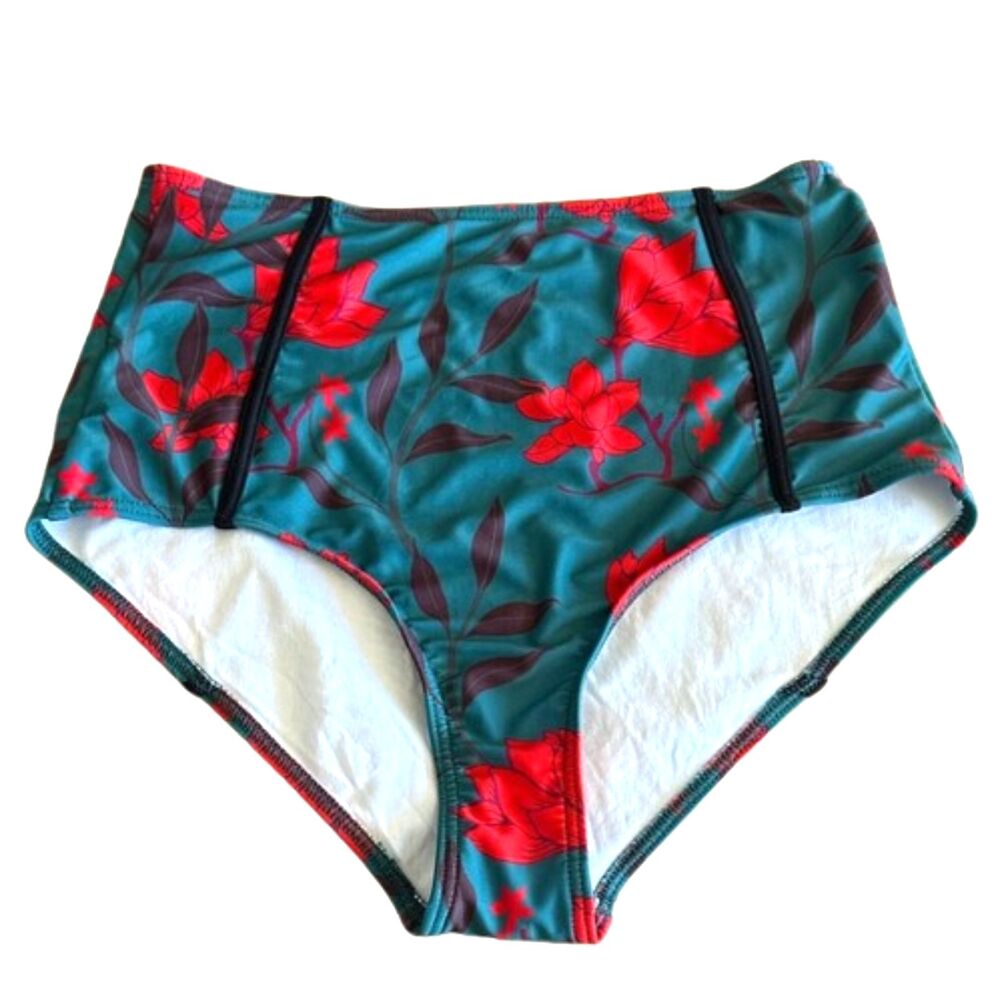 ModCloth Swimsuit Bikini Bottoms Size Medium Tropical Swim Vacation High Waist